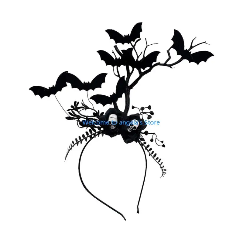 X4YC Fascia per capelli in resina con design a ramo in stili gotici per donna, accessorio per testa scuro elegante, per