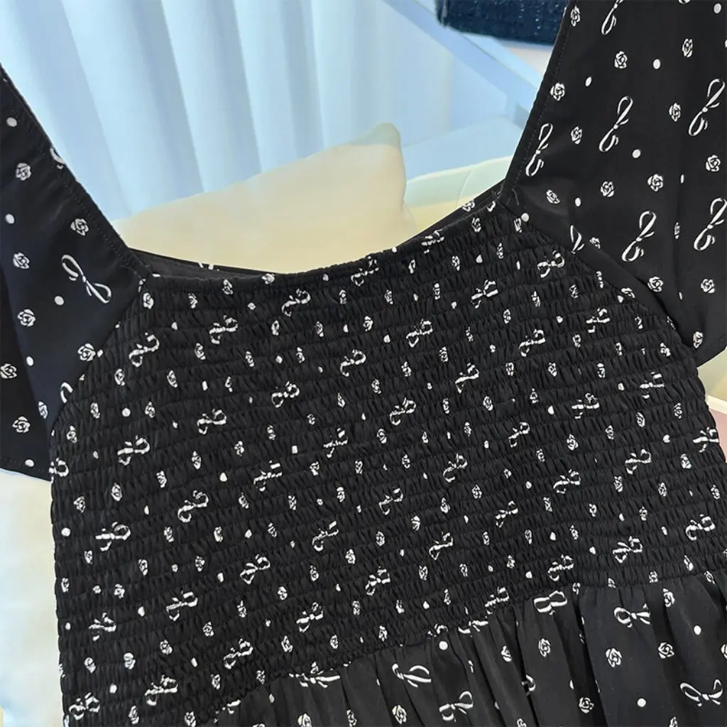 

Женское утягивающее платье с цветочным принтом больших размеров, французское элитное летнее платье для полных девочек, новинка 65,00 кг-175,00 кг