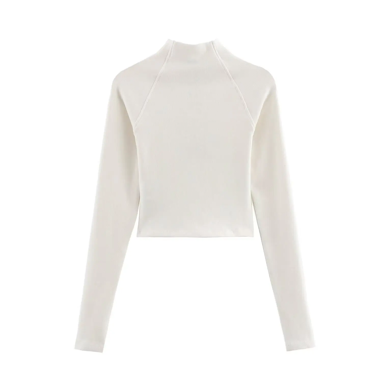 

Jenny&Dave High T-shirt Knitted Women Long Sleeve Basic Cropped Tops Street Sexy Short Tight