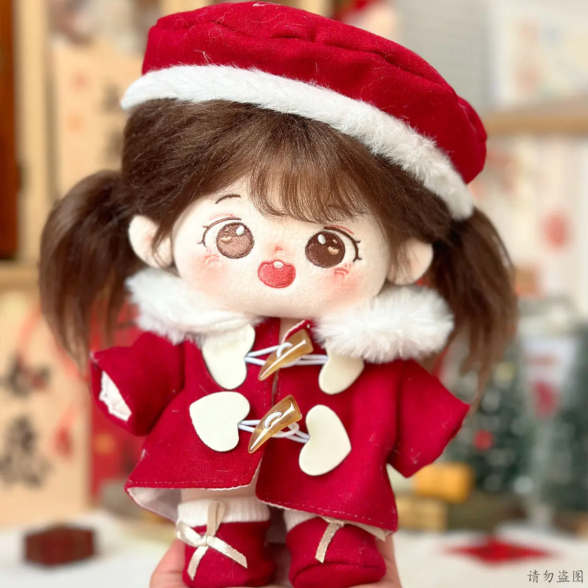 20cm Doll Clothes Sweet Girl Red Beret Sheep Horn Button Wool Coat Suit Stuffed Plushies Plush Doll Accessories Anime Toy For Ki