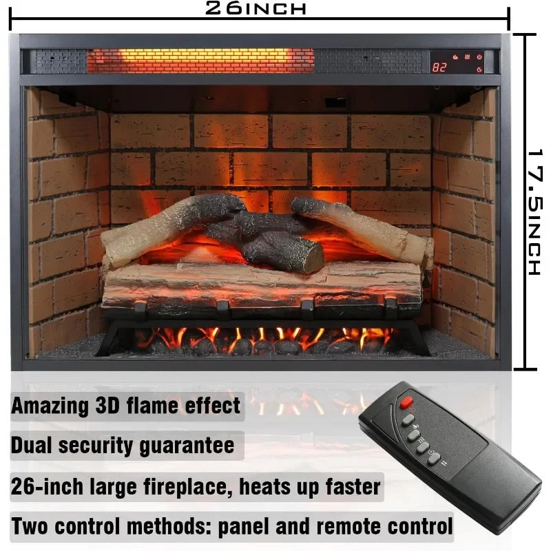 Fireplace TV Stand with 3D Flame Effect and Door Sensor - Entertainment Center with 26 inch Electric Fireplace