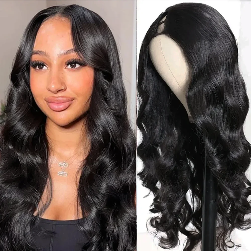 30 Zoll Naturhaarperücke in Schwarz, V-Part-Perücke, Echthaar, Body Wave, Brasilianisches Haar, für schwarze Frauen, V-Part-Perücke, Echthaarperücken, 200er Dichte