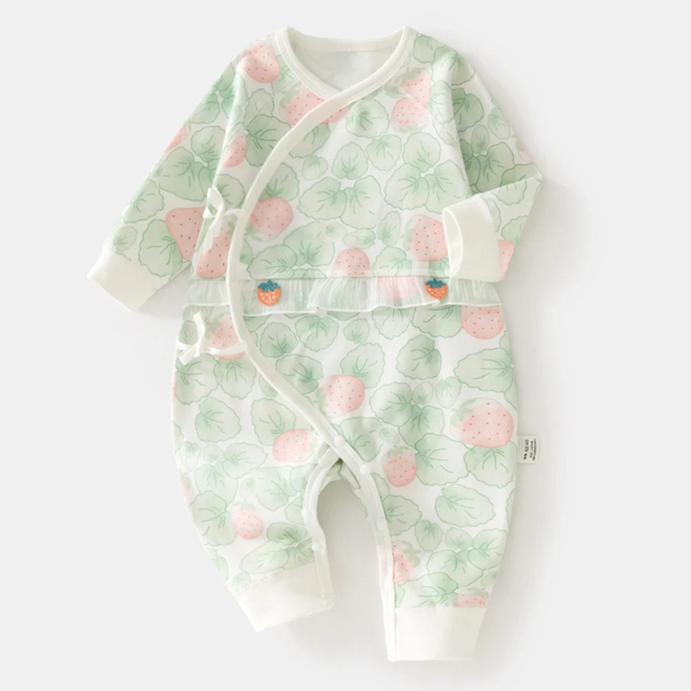 Newborn Baby Girl Rompers Long Sleeve Ruffles Soft Cotton Christmas Baby Boutique Clothing Hospital Princess Jumpsuits 0-6Months