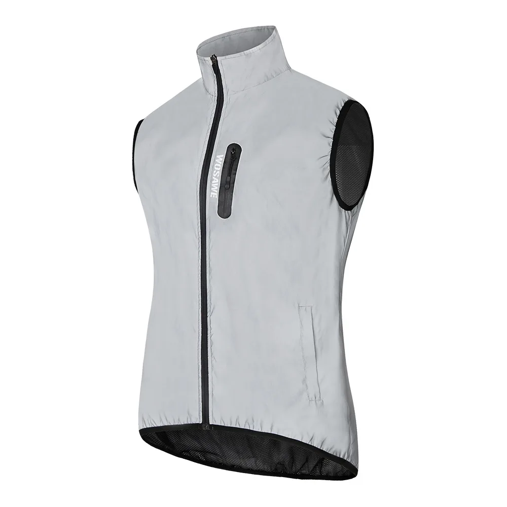 WOSAWE Men Cycling Vest Windbreaker Waterproof Jacket Sleeveless Spring Autumn Windproof Bike Bicycle Vest Night Glowing