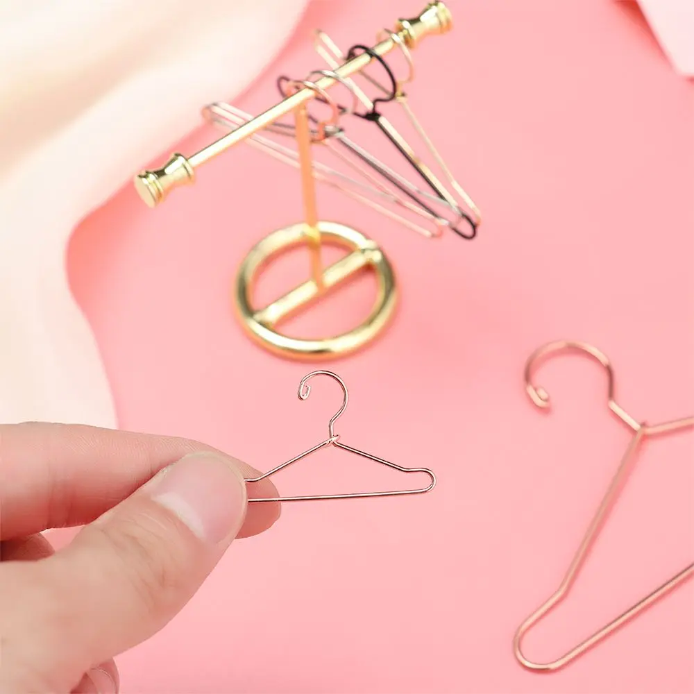 10pcs Dollhouse Furniture Decorations Wardrobe 1/6  Metal Mini Hangers Dress Clothes Hanging  Accessories - view 4