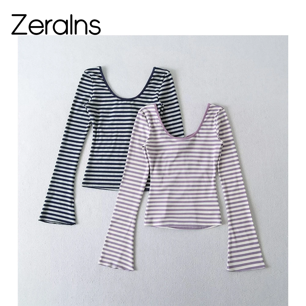 ZERAINS فتاة مثيرة وحارة نمط U الرقبة كبيرة عارية الذراعين مرنة قاعدة ضيقة T سليم صالح التخسيس الظهر آلة دقيقة #1