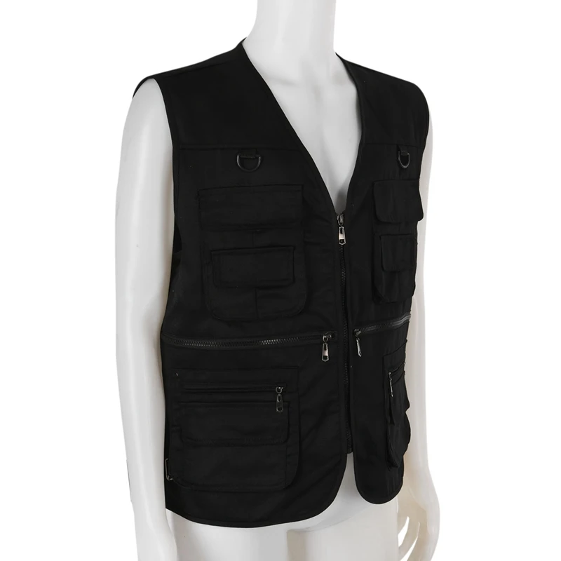 사진/사냥/여행 야외 스포츠-블랙, xl에 대한 멀티 포켓 지퍼와 2X 남자 낚시 조끼