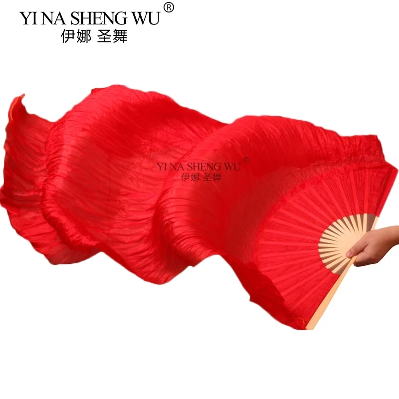 Belly Dance Fans 1pc Left Hand Handmade Dyed Fan Long Fan 100% Real Silk Dance Practice Performance Silk Gradient Color 5 Sizes