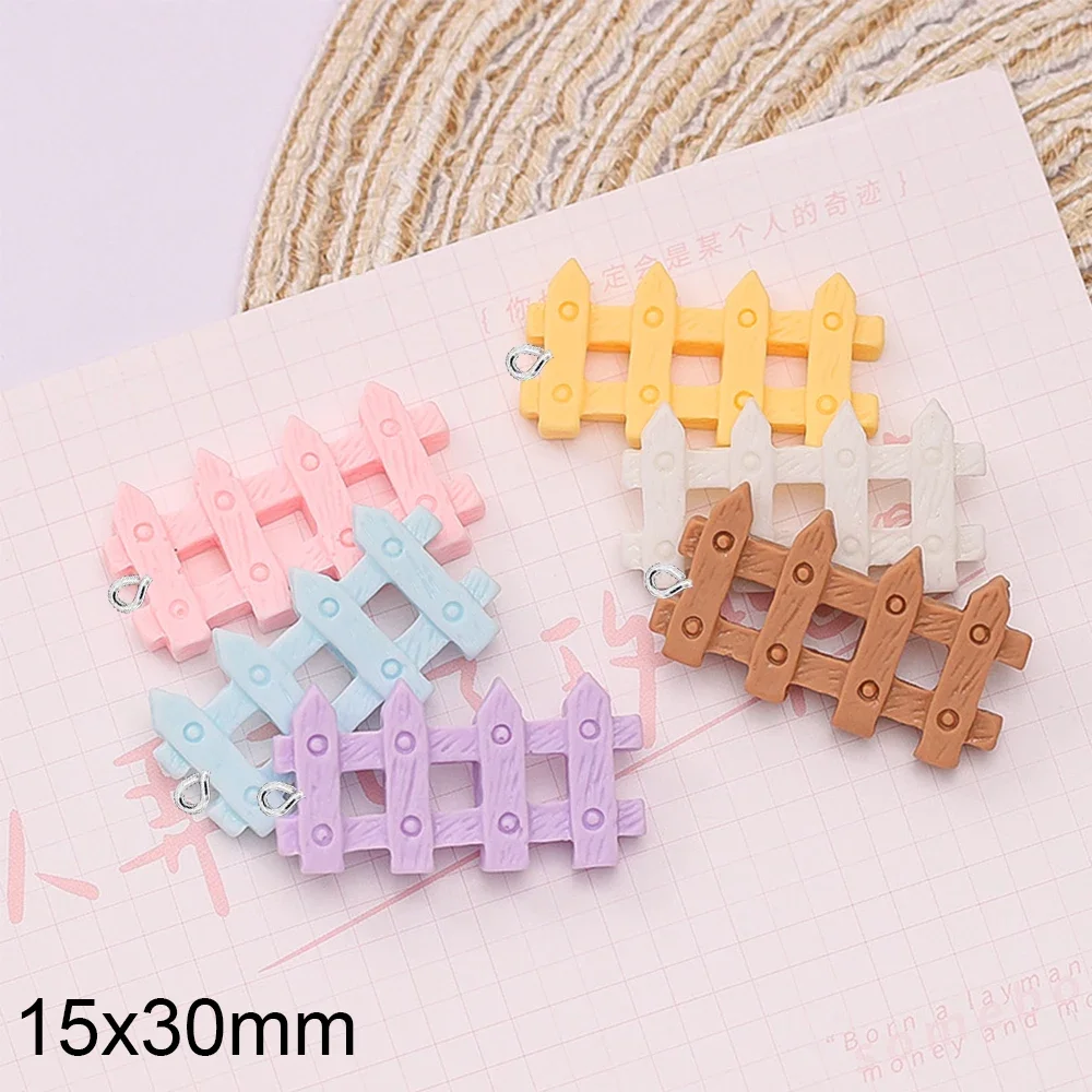 10PCS Cartoon Fence Series Flat Back Charms For Earrings Bracelet Hairpin DIY Jewelry Pendants Decoration Accessories