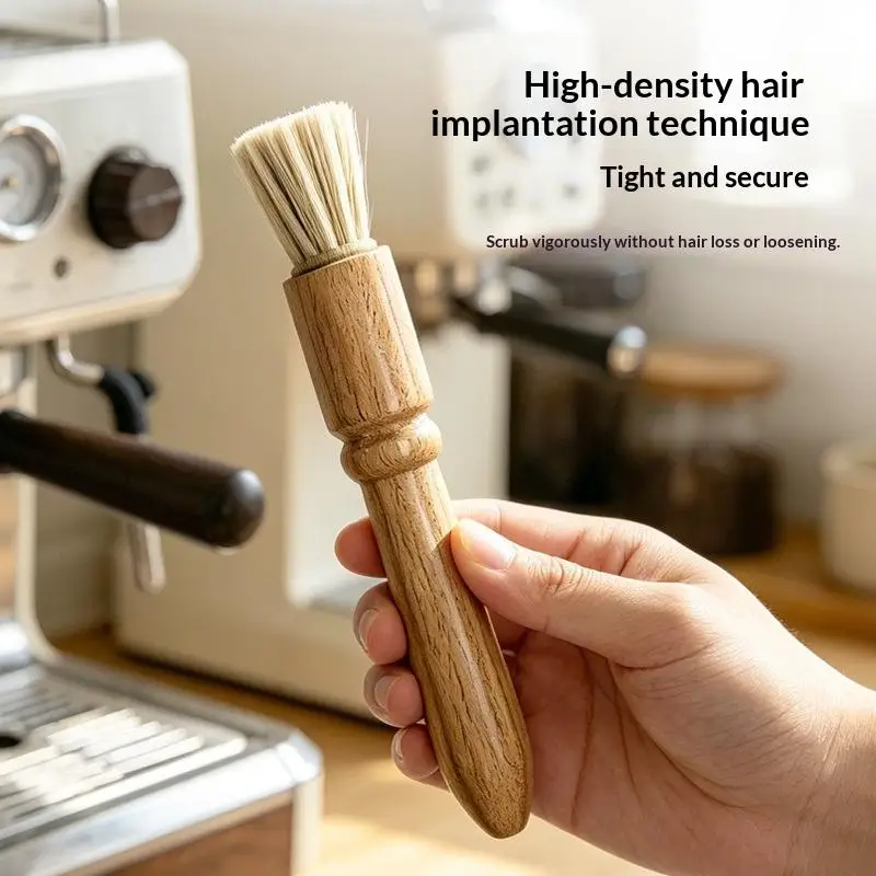 Coffee Cleaning Brush With Natural Wood Handle Soft Bristles: For Bar Espresso Machine