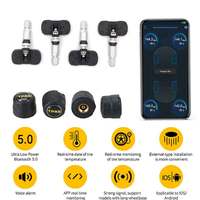 TPMS Bluetooth 5.0 Tire Pressure Real Time Monitor System 4 Internal/External Sensor Works Android/iOS Mobile Phone APP Display