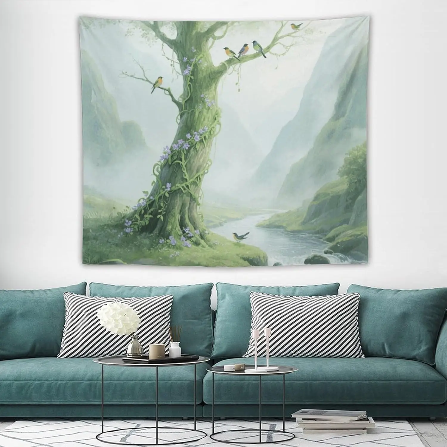 tapecaria-de-parede-boho-com-arvore-da-vida-verde-kit-de-suspensao-tapecaria-estetica-cenario-personalizado-tapecarias-vintage