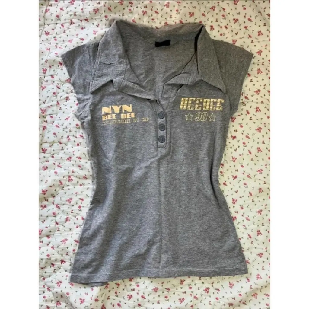 

Women's Slim-fit Short-sleeved T-shirt American-style Retro Vintage Antique Button Print Summer Top Tight Waist