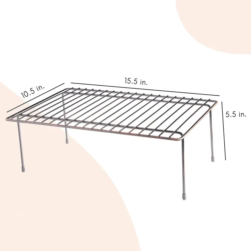 Expandable Single Layer Adjustable Wire Storage Rack for Kitchen Cabinets Locker Plate and Tableware Organizer Shelf