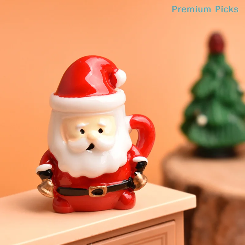 Mini Santa Claus Teacup Decoration Miniature Christmas Cup Scene Landscape Resin Dollhouse Accessories Christmas Crafts & Gifts