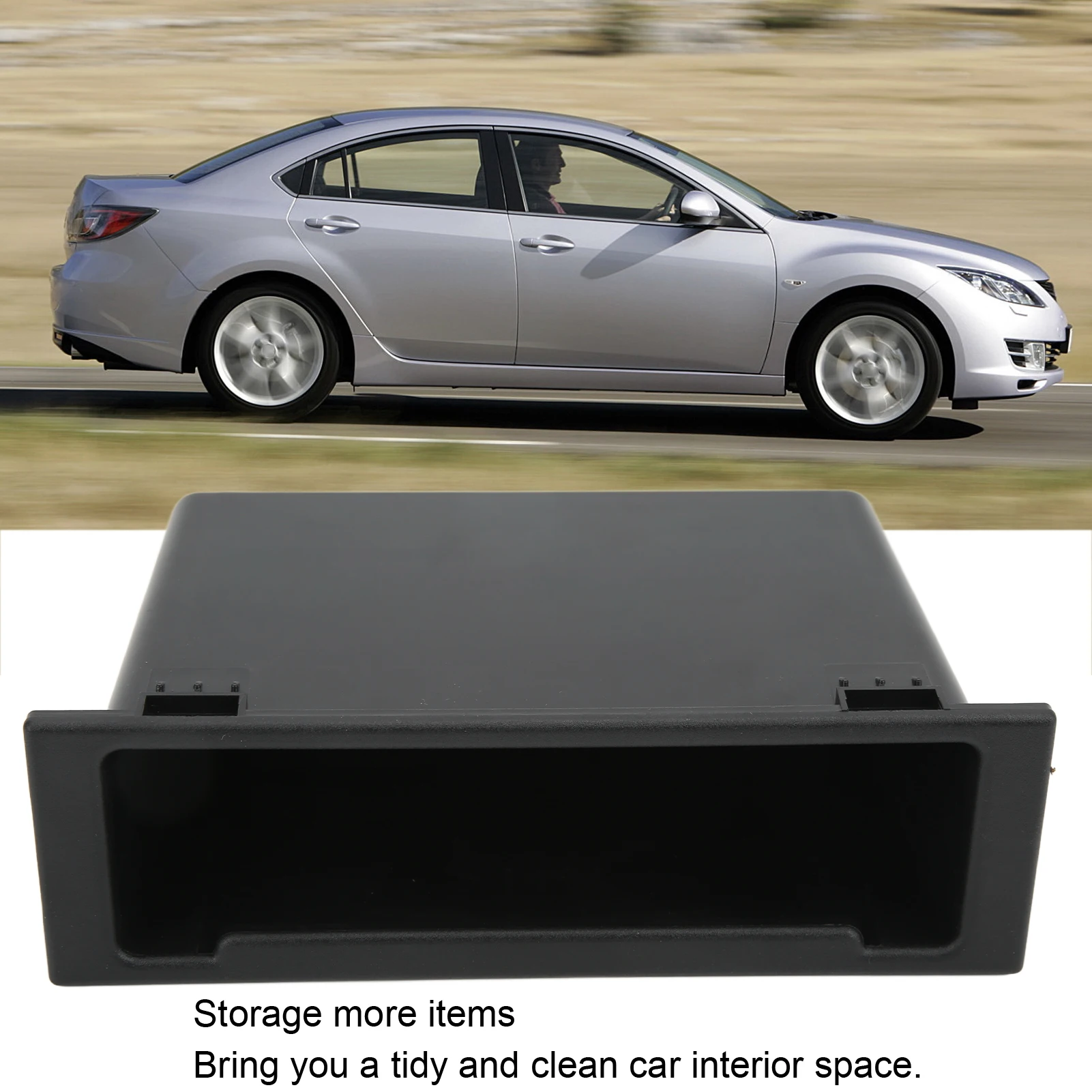 Car Radio Storage Case Car Stereo Audio Radio Storage Box 1Din Dashboard Organizer Black Replacement for MAZDA Dash Radio