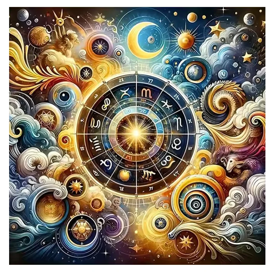 

Chinese zodiac icon Full diamond Painting Starry Sky Moon Resin Drill Embroidery 5D Diy Diamond Painting Handmade abstract decor