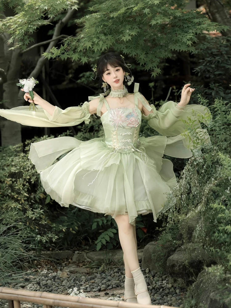 

Original Tsinghua Lolita Chinese Style Chinese Elements Lolita Tank Top Dress Western Style Hanfu Performance Costume