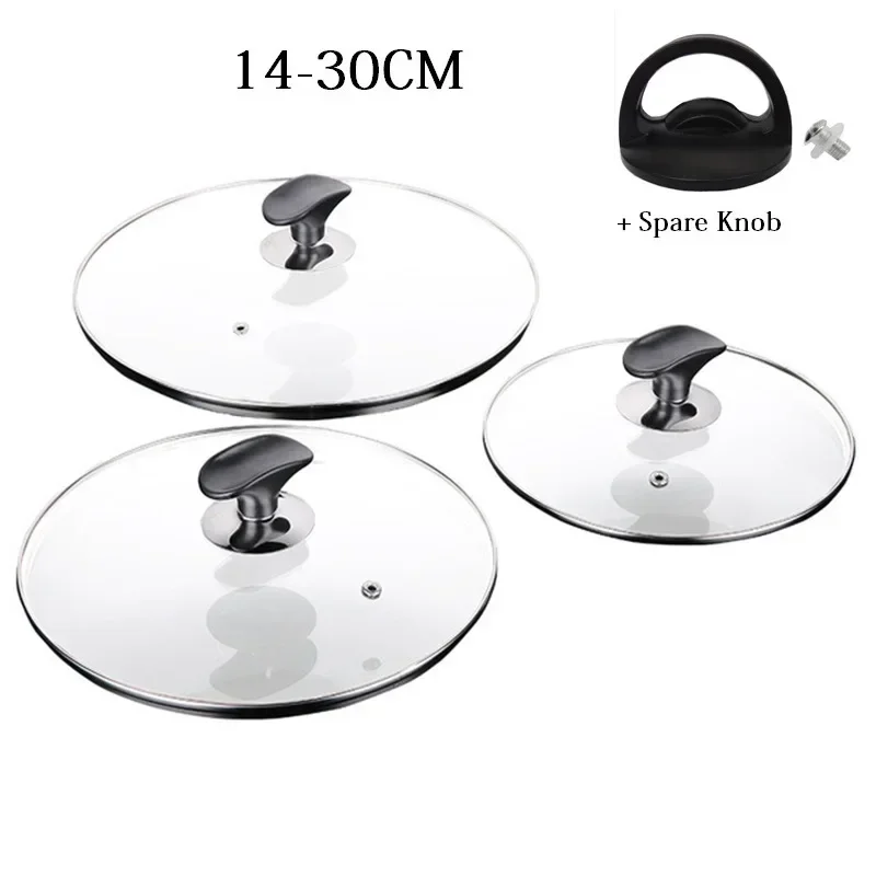 14-30CM Cookware Cover The For Pan Tempered Lid Glass For Saucepan Pan Frying Wok Lid With Knob Cooking Pot Lid Cookware Parts