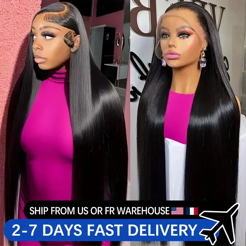 

180% Density Straight Lace Front Wigs Human Hair Brazilian Remy 13x4 13x6 HD Lace Frontal Wigs For Women 360 Preplucked Lace Wig
