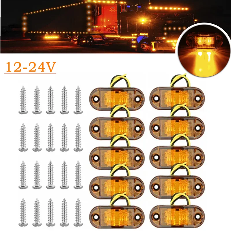 10PCS Caravan 12V 24V Side Lights Led Warning Tail Light Trailer Truck Side Marker Lamp LED Truck Accessories for Lorry Van