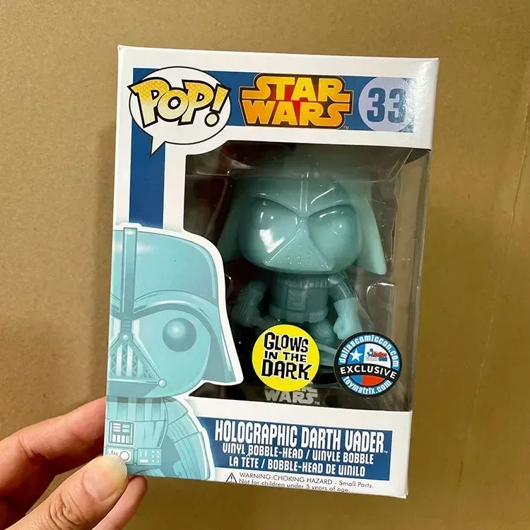 Funko Pop Star Wars Holocraphic Darth Vader 33# Collection Vinyl Figure Toys Glows in the Dark Exclusive Bobble-head Model Toys