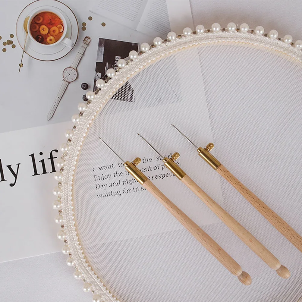 

1Set Embroidery Punch Needle Set DIY Tool Threader Anti-Slip Handle Ergonomic Design Includes 3 Replacement Needles Durable