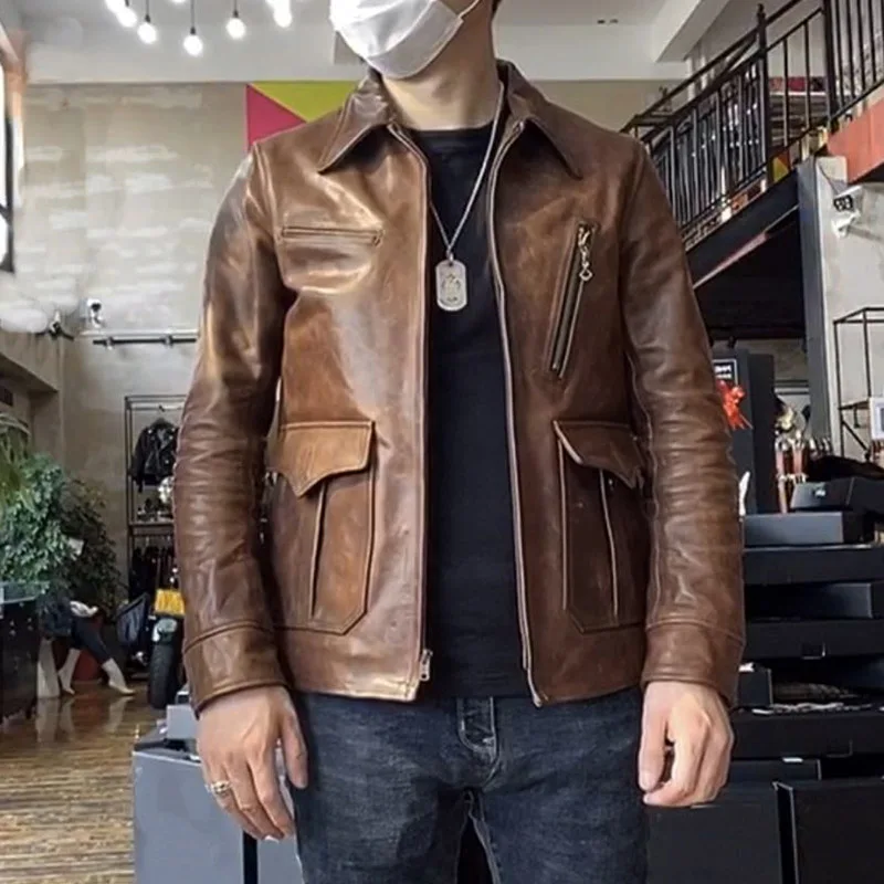 Genuine Horse Leather Super Top Quality Slim Classic Horsehide Stylish Jacket, Asian Size Read Description Before Order!