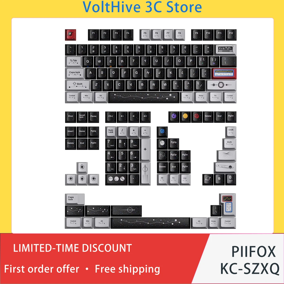 PIIFOX KC‑SZXQ Keycaps Custom Heat Sublimation Cherry Profile PBT Transparent for Mechanical Keyboard PC Gaming Accessory Gift