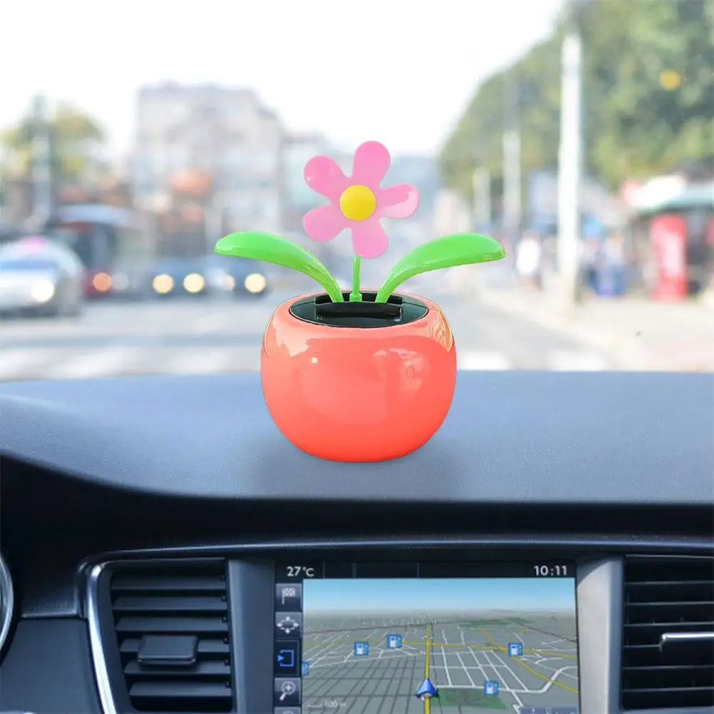 Car Dashboard Ornament Shake Head Sun Flower Lights Sunflower Solar Solar Car Dancing Decoration Ornaments Sunflower Toy O6X8