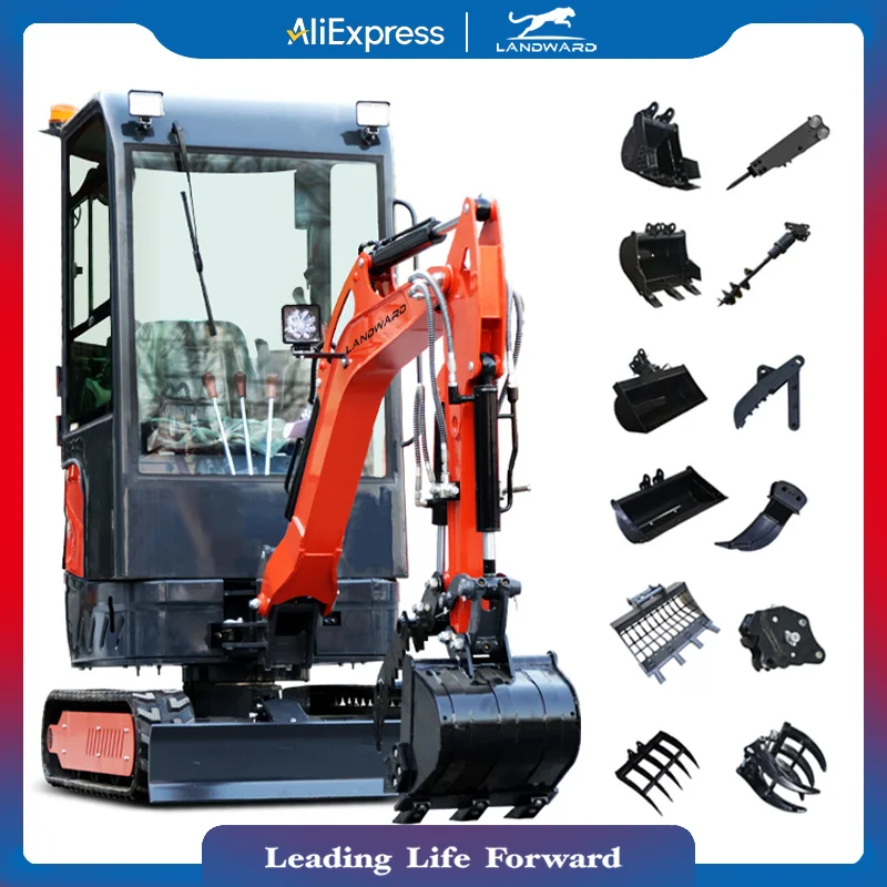 Wholesale 2 Ton Hydraulic Small Excavator 1600kg Agricultural Orchard 1ton Trench Digger 1.6Ton Diesel Mini Excavator Customized