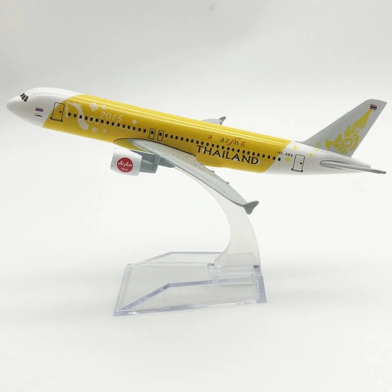 

Scale 16CM Aircraft Model Metal Diecast Thai Yellow A320 Replica Airplane Aviation Office Miniature Art Decorations for home