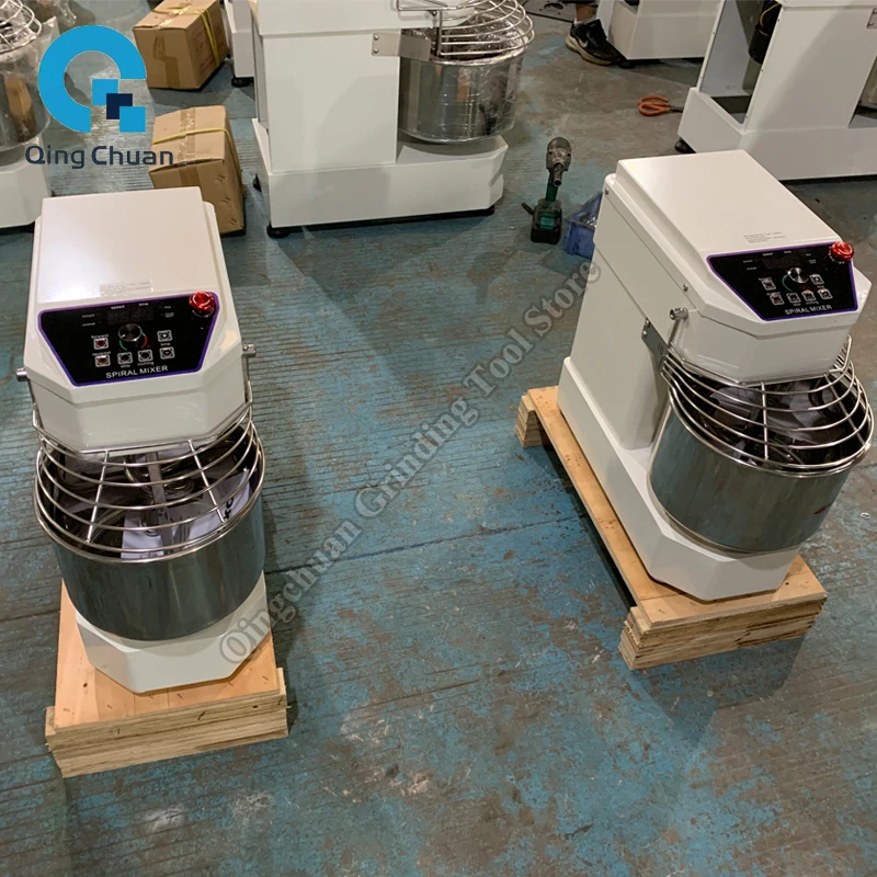 เครื่องผสมแป้งแบบเกลียว เครื่องผสมอาหารในโรงอาหาร เครื่องนวดแป้งแบบสองทางขนาดเล็ก เครื่องผสมแป้งแบบเกลียวเสียงเบา