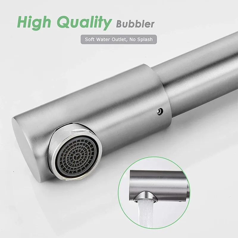 304 Stainless Steel Arm Swivel Extends Kitchen Sink Faucet Black/Nickel Hot And Cold Mixed Universal Folding Kitchen Sink Tap view 5
