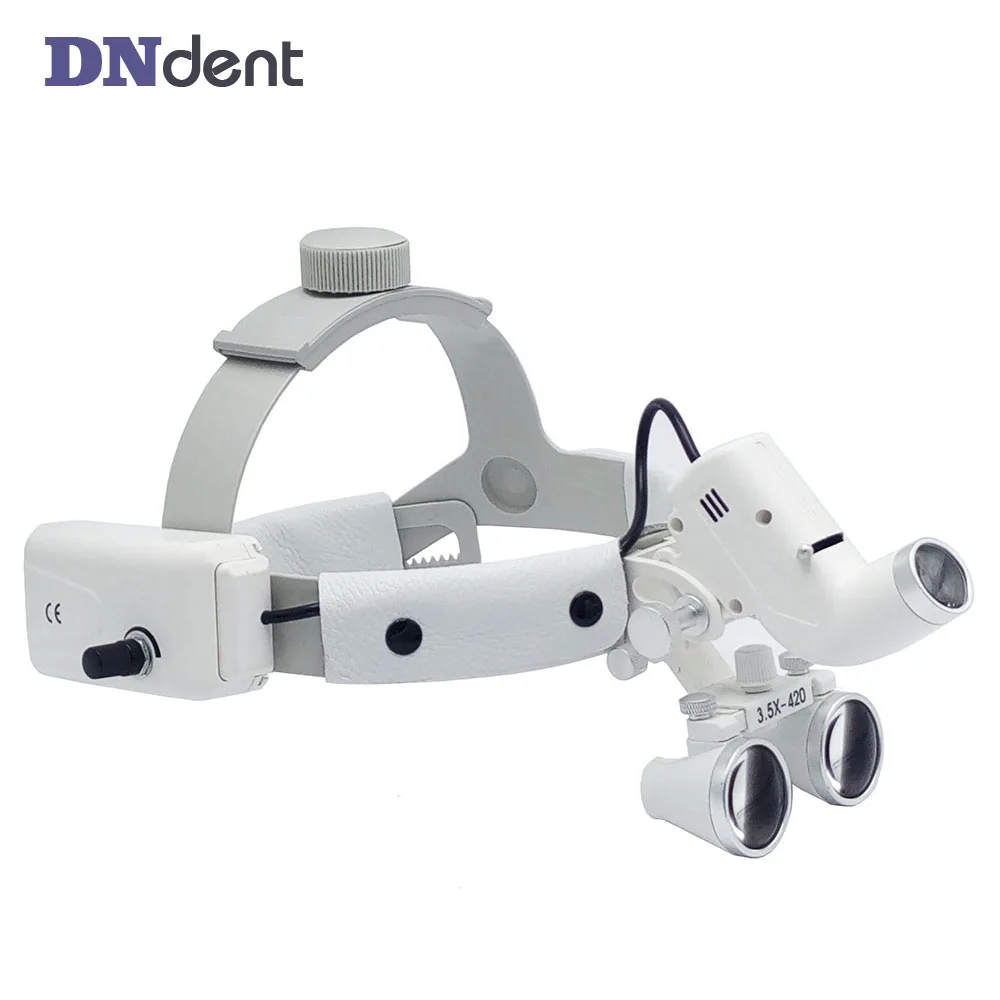 

New Dental Lab Medical Loupes Magnification Binocular 2.5/3.5x420 Headlight Headlamp 5W LED Head-mounted