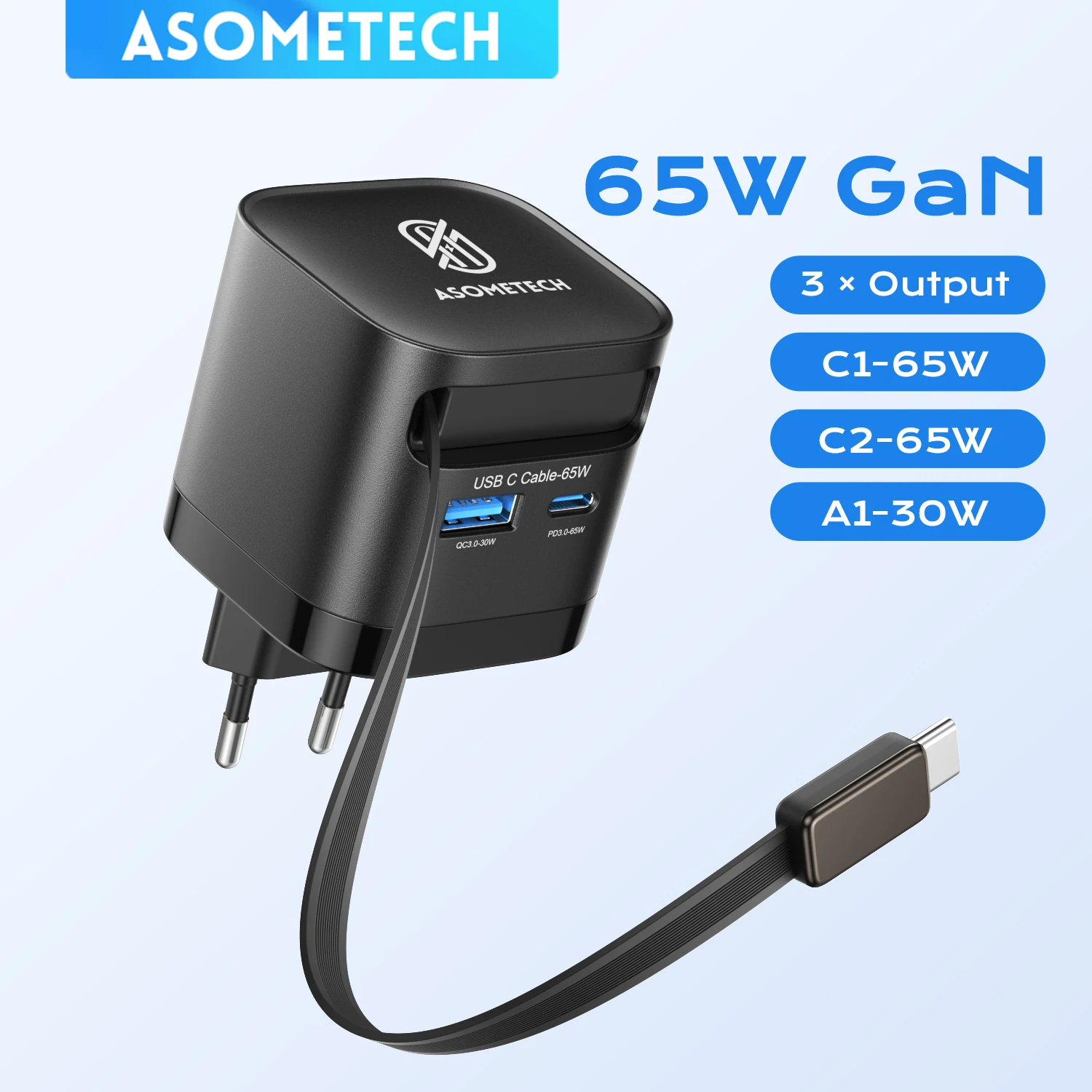 USB C Charger 65W GaN Type C Fast Charging Phone Charger Adapter For iPhone Samsung Xiaomi Quick Charge EU/KR Plug Wall Charger