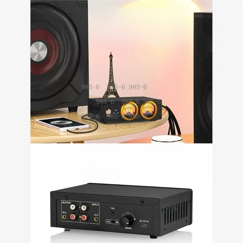 Aluminum Alloy Voice-Activated Level Meter Microphone Pickup Dual Analog Bile Machine VU Table Music Rhythm Light Front Stage
