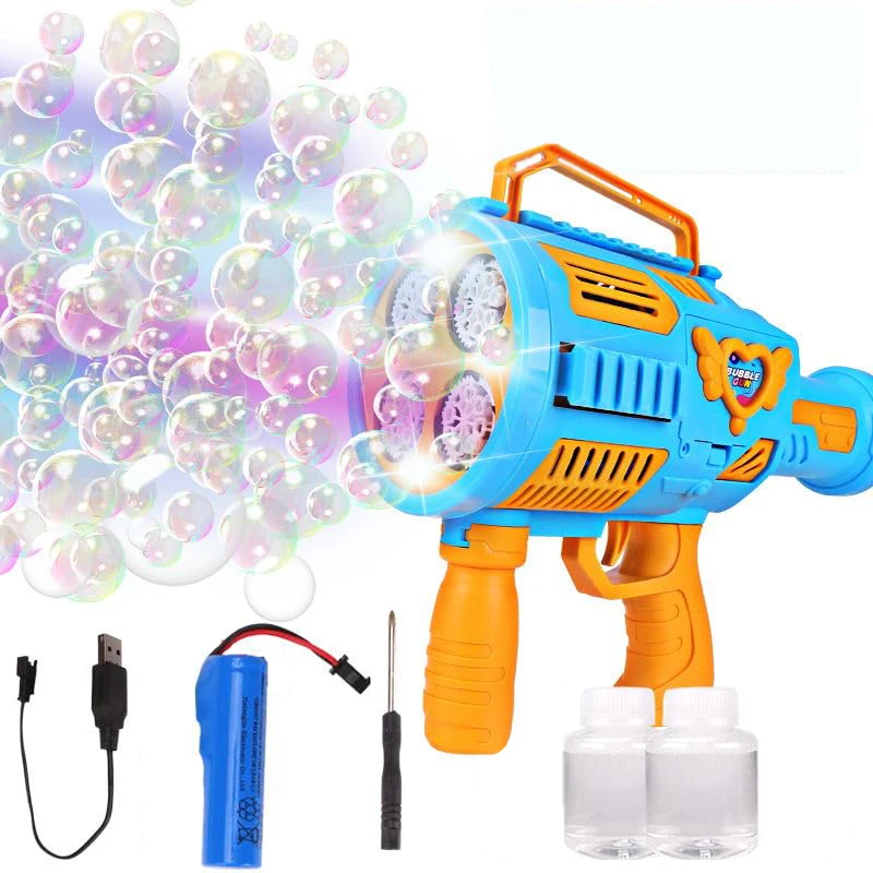 

Automatic Bubble Machine Rechargeable Bubble Gun for Kids with 2 Bottles of Refill Solution Lights Electric Bubble Blaster Toys