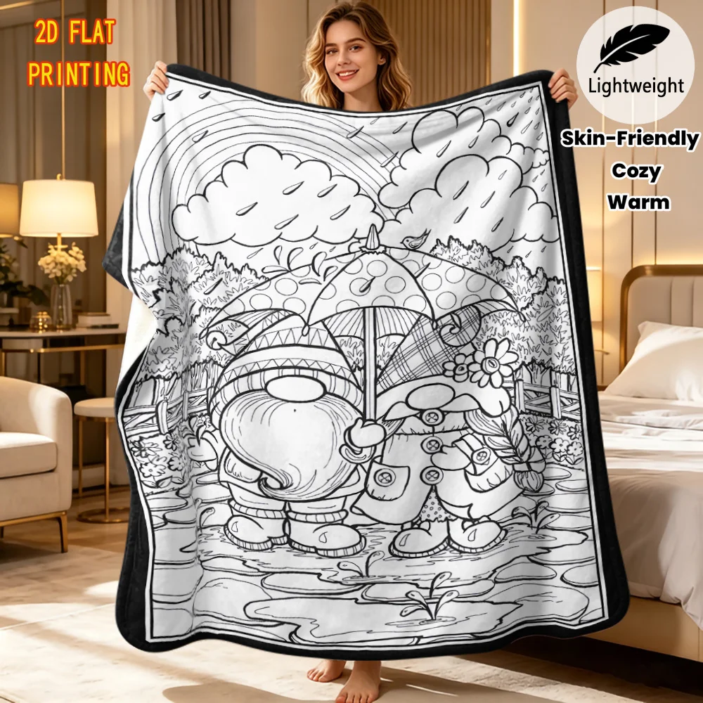 Reusable Hand Painting DIY blanket Christmas Snowman Tree Winter Line Blanket Warm Flannel Throw Creative Xmas Gift