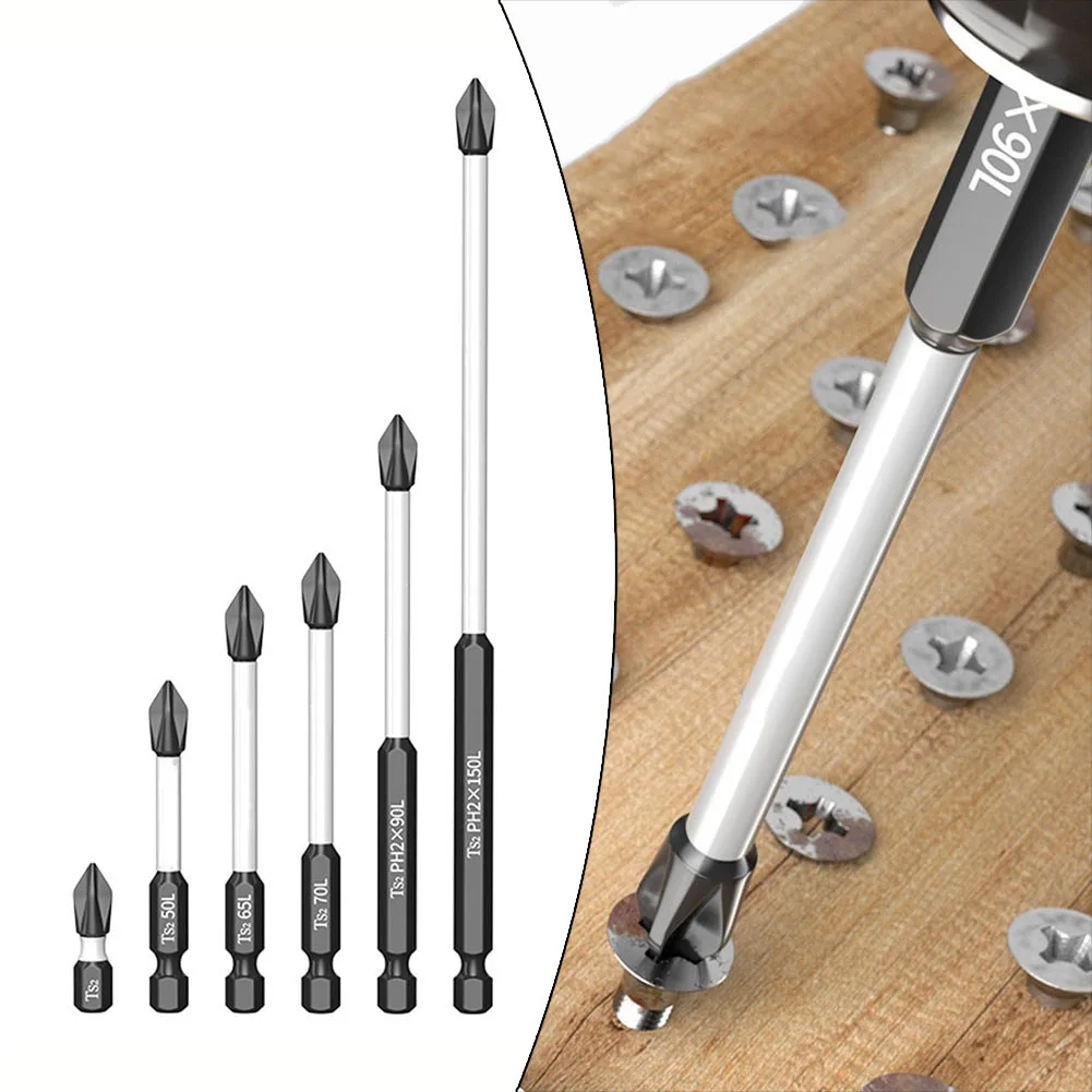 1pc Electric PH2 Cross Screwdriver Impact Batch Head Magnetic Screw Driver Bits Non-slip WaterProof Bits Hand Tools 25-150mm