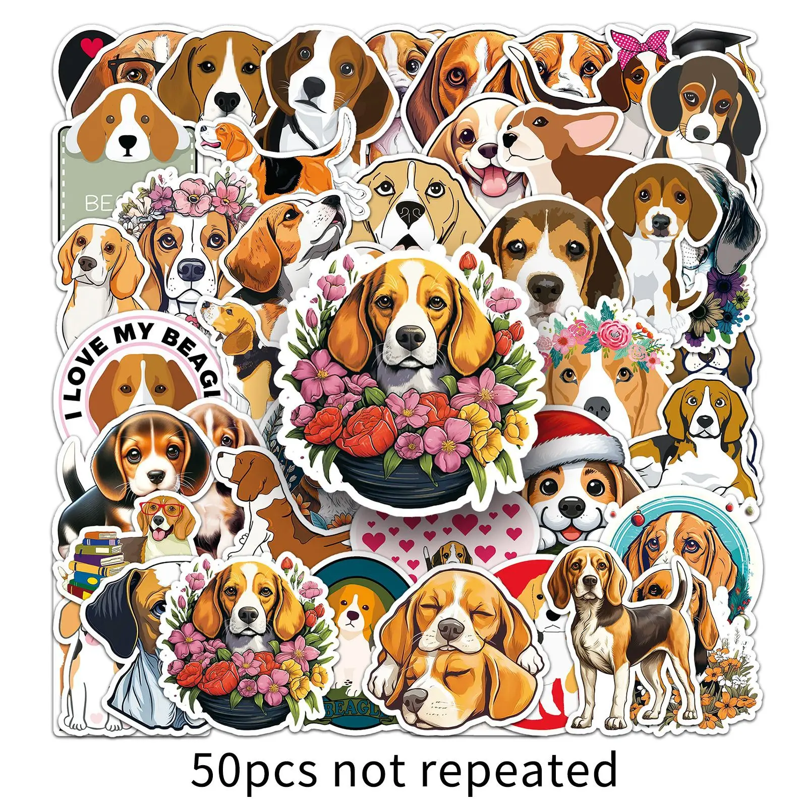 10/50 قطعة بيغل الكلب الكتابة على الجدران ملصقات لطيف الكلاب الكرتون مائي الاطفال لعبة DIY بها بنفسك الأمتعة الهاتف الغيتار سكيت محمول سكوتر