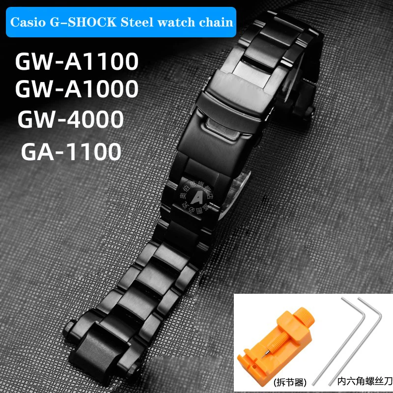 Replacement Casio G-SHOCK Strap Modification 5311GW-A1100 GA1000 GW4000 Stainless Steel Belt Watchband Watch Chain with Tools