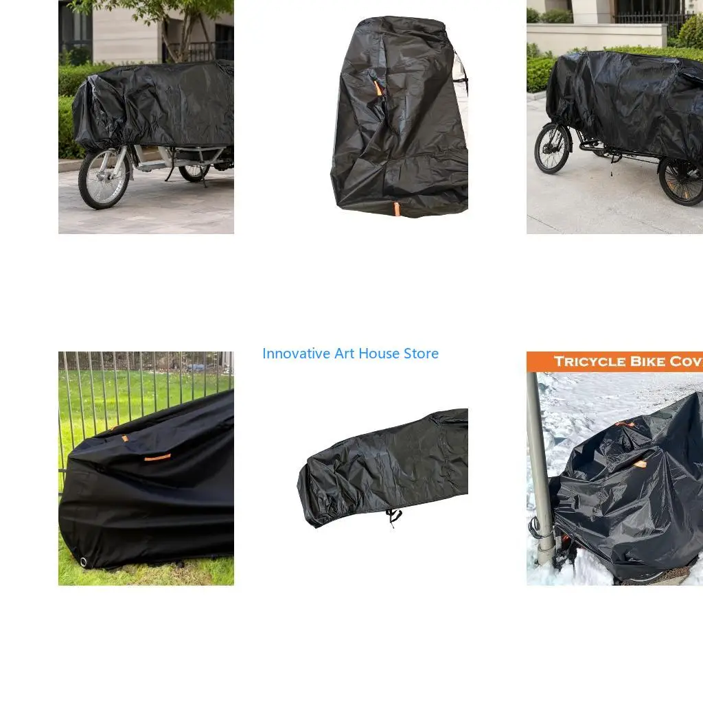 E1PC Cargo Bike Cover for Outdoor Storage, Adult 3-Wheel Bike Cover with Long Full Coverage, 420D Shell, Lower-Edge Elastic