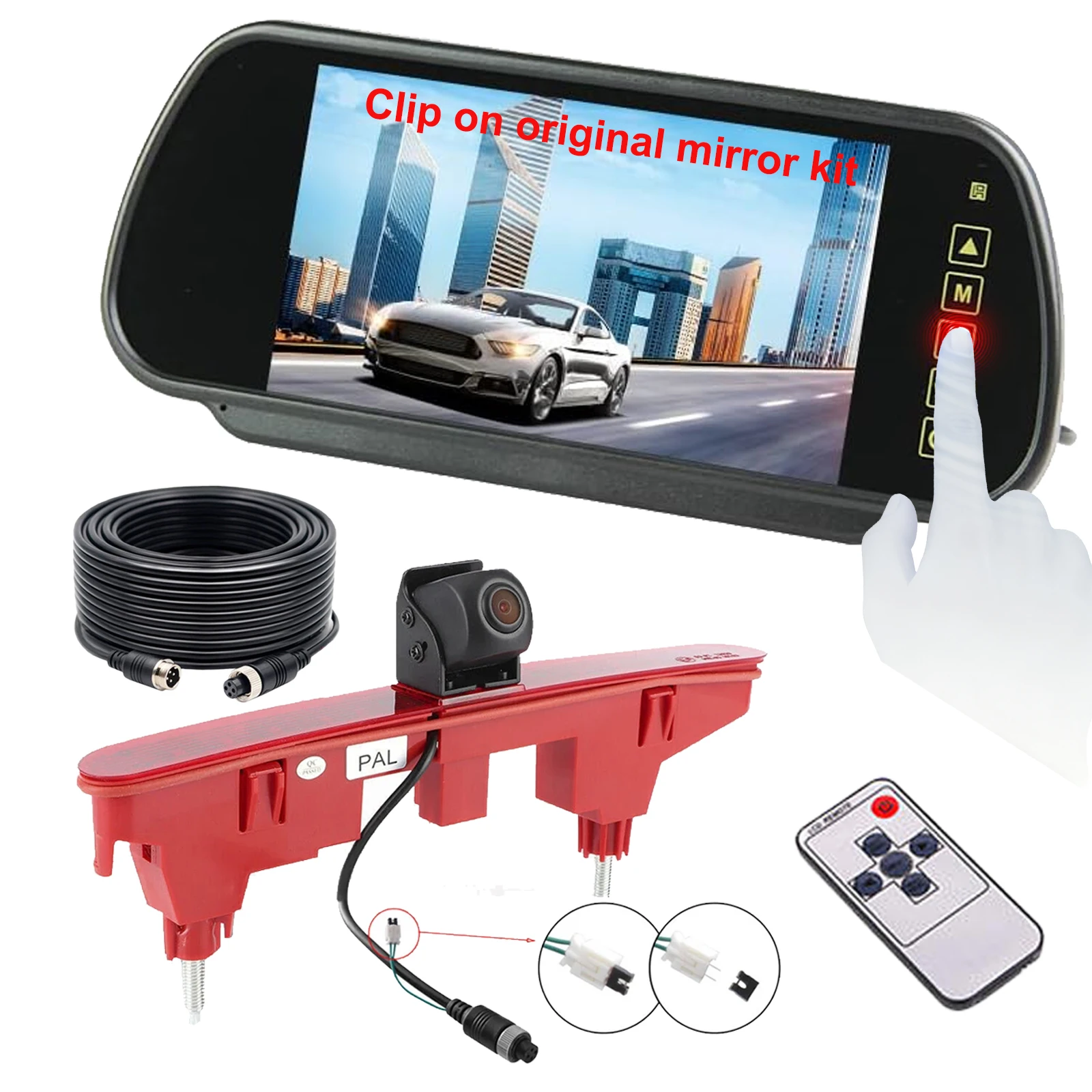 

iPoster 7" Monitor AHD 1080P Fisheye Lens Brake Light Rear View Camera Kit For citroen Berlingo Peugeot Partner 08-21 Partner II