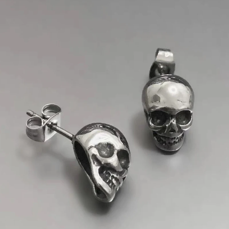 Goth Jewelry Skull Stud Earrings Hip Hop Fashion Charms Geometric Earrings for Women Punk Accessories Earrings