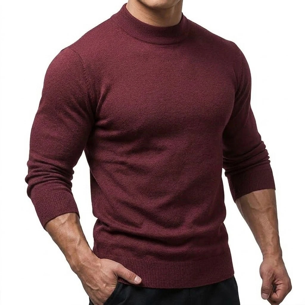 Herbst Herren Strickpullover mit Stehkragen Langarm Casual Pullover Slim Fit Einfarbig Thermo Rollkragenpullover Winterkleidung für Männer – Detail 18