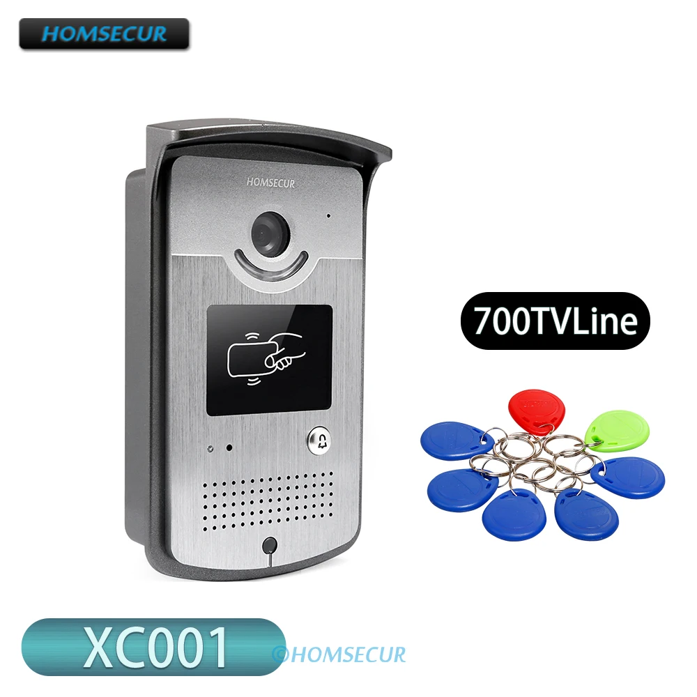 4 Wire 700TVLine Doorbell Camera XC001 with 5pcs RFID Keyfob for HOMSECUR HDS Series Video Door Phone Intercom System