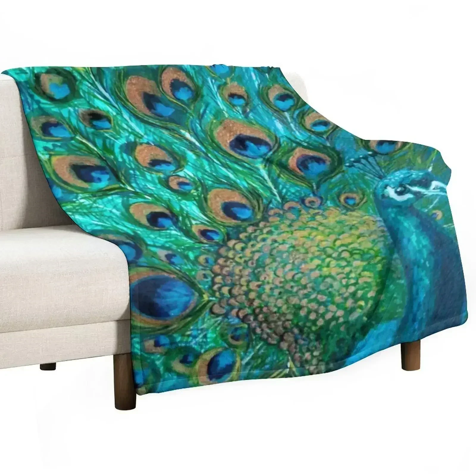 Цветное одеяло в виде павлина, фланелевая ткань, сон, милые клетчатые одеяла, одеяла