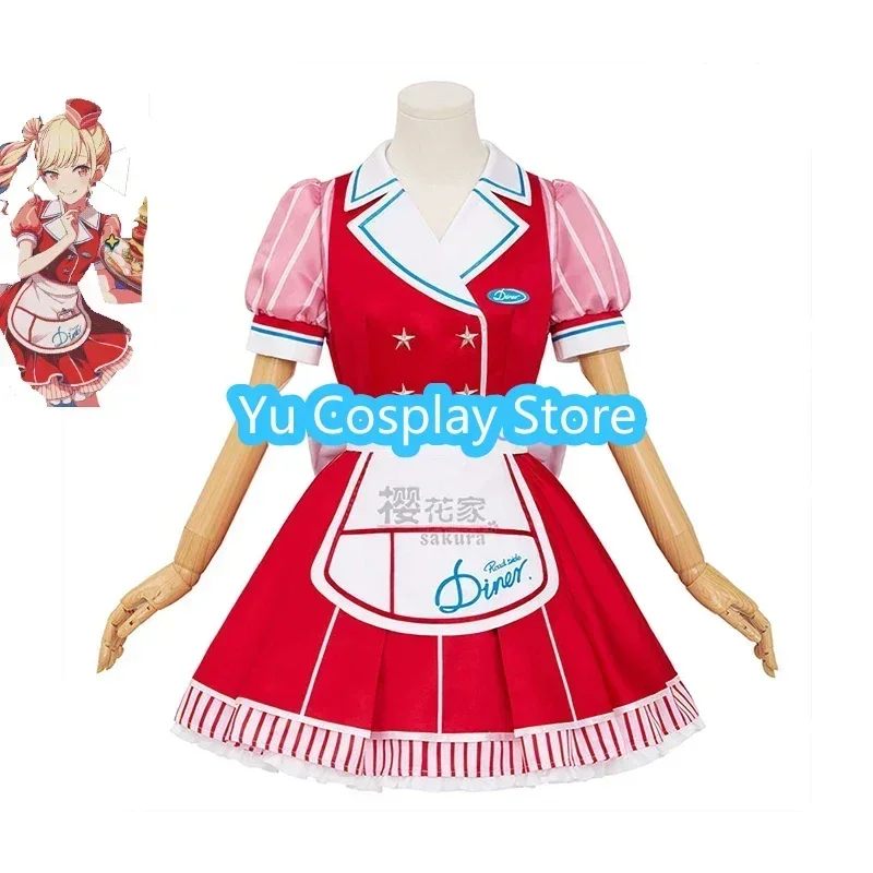 

Yu-Cosplay Tenma Saki Cosplay Costume Welcome To Diner Red Maid Dress Cute Party Suit Halloween Carnival Uniforms Custom Made