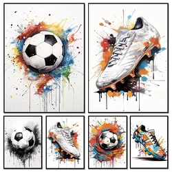 Watercolor Graffiti Football Shoes Canvas Painting Modern Art Poster Inspirational Wall Picture Men Boy Living Room Home Decor